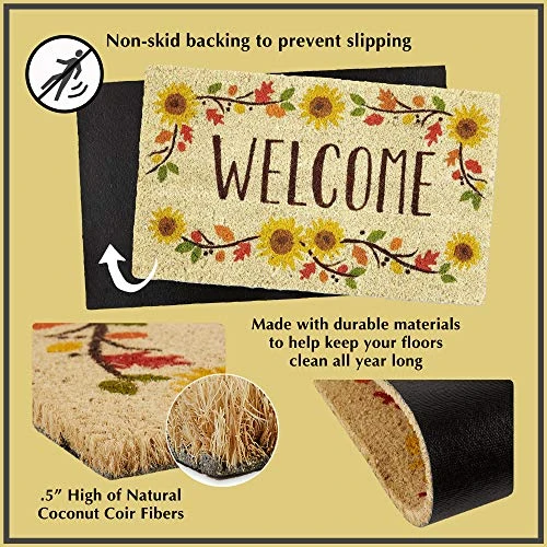 DII Floral Design Collection Natural Coir Doormat, 17x29, Bright Blossom 2 DII Floral Design Collection Natural Coir Doormat, 17x29, Bright Blossom - Image 2