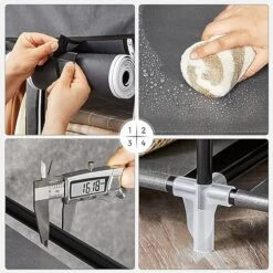 SONGMICS Closet Wardrobe, Portable Closet For Bedroom, Clothes Rail With Non-Woven Fabric Cover, Clothes Storage Organizer, 59 X 17.7 X 69 Inches, 12 Compartments, Gray ULSF03G -Songmics Furniture Shop 61hhTSIo2gL