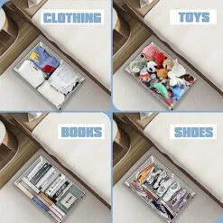 NBOOCUP Under Bed Storage With Wheels, UnderBed Storage Containers Tool-free Assembly, Metal Under Bed Shoe Storage Organizer Drawer Foldable For Bedroom Clothes Shoes Blankets Books - 2Pcs, White -Songmics Furniture Shop 61iKDpe729L