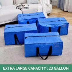 7-Pack Heavy Duty Extra Large Moving Bags W/Reinforced Handles & Zippers, Storage Totes For Space Saving, Alternative To Moving Box, Packing & Moving Supplies - Blue -Songmics Furniture Shop 61j1xy1QDHL