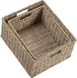 HOONEX Large Wicker Baskets For Storage, Woven Plastic Baskets For Organizing With Dual Handles, Baskets For Storage, Set Of 3, Black -Songmics Furniture Shop 61j35Ccy QL. AC