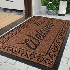 Yimobra Welcome Front Door Mat, Heavy Duty Easy Clean Doormat Indoor Outdoor, Waterproof Quick Dry Floor Mat For Home, Garage, Hign Traffic Areas, Non Slip, Low Profile, 29.5X17 Inches, Black Gray -Songmics Furniture Shop 61jiSBBTJVL. AC
