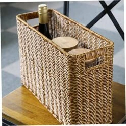 Magazine Newspaper Basket Woven Storage Baskets Storage Baskets For Storage Boxes For Clothes Wicker Storage Box Woven Magazine Holder Vanity Tray Desktop Organizer Table -Songmics Furniture Shop 61jlCBa06JL