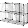 Whitmor Storage Cubes - Stackable Interlocking Wire Shelves -Black (Set Of 4)