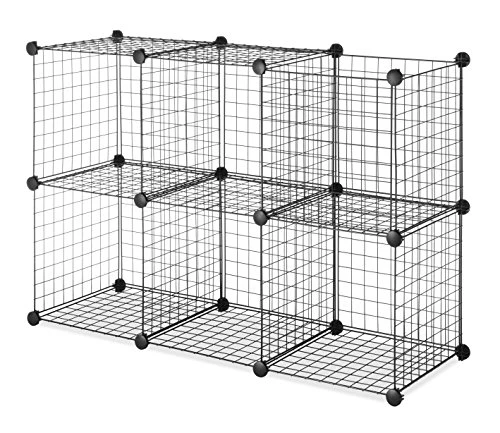 Whitmor Storage Cubes - Stackable Interlocking Wire Shelves -Black (Set Of 4) 1 Whitmor Storage Cubes - Stackable Interlocking Wire Shelves -Black (Set Of 4)
