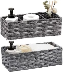 Wicker Baskets For Organizing, Waterproof Bathroom Storage Baskets, Back Of Toilet Paper Storage Baskets Organizer - 2 Pack 13 Wicker Baskets For Organizing, Waterproof Bathroom Storage Baskets, Back Of Toilet Paper Storage Baskets Organizer - 2 Pack -Songmics Furniture Shop 61nZrqdsjOL. AC