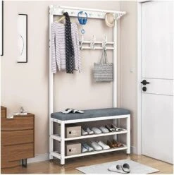 Entryway Coat Rack Shoe Bench 3 In 1 Hall Tree With Bench 2-Tier Shoe Rack For Entryway With Shelf And Hanging Hook Freestanding And Stable For Entryway Home Office Bedroom -Songmics Furniture Shop 61oOiILgxxL. AC 2