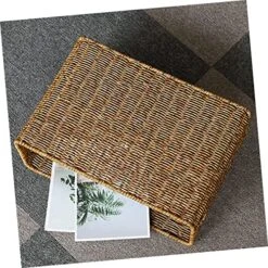 Magazine Newspaper Basket Storage Basket Holder Stand Storage Containers For Drawers Magazine Storage Basket Seagrass Storage Basket Sundries Basket Handled Woven Basket -Songmics Furniture Shop 61owCxYsR4L