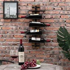 MyGift 5 Tier Rustic Burnt Wood & Industrial Black Metal Wall Mounted Wine Rack Bottle Display Storage Shelf Decorative Organizer 8 MyGift 5 Tier Rustic Burnt Wood & Industrial Black Metal Wall Mounted Wine Rack Bottle Display Storage Shelf Decorative Organizer -Songmics Furniture Shop 61pEFyx4esL