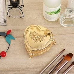 Hipiwe Vintage Metal Jewelry Box With Antique Flower Carved, Small Heart Shape Trinket Organizer Box Earrings Rings Necklace Bracelet Storage Holder, Keepsake Gift Box For Girl And Women -Songmics Furniture Shop 61pUahfPm6S