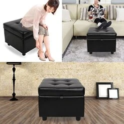 H&B Luxuries Tufted Leather Square Flip Top Storage Ottoman Cube Foot Rest (Black) 17 H&B Luxuries Tufted Leather Square Flip Top Storage Ottoman Cube Foot Rest (Black) -Songmics Furniture Shop 61qGch3pyJL