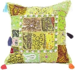 Eyes Of India - 22 X 12 Purple Patchwork Round Pouf Pouffe Ottoman Cover Floor Seating Bohemian Accent Boho Chic Indian Handmade -Songmics Furniture Shop 61qU09ExRaL. AC