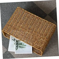Magazine Newspaper Basket Woven Storage Baskets Storage Baskets For Storage Boxes For Clothes Wicker Storage Box Woven Magazine Holder Vanity Tray Desktop Organizer Table -Songmics Furniture Shop 61qeWGsSH0L