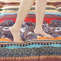 HIGOGOGO Japanese Floor Mattress For Adults, Thick Foldable Futon Mattress For Floor, Korean Roll Up Sleeping Pads, Portable Folding Foam Floor Bed Tatami Mat, Shikibuton For Guest, Boho B, Queen -Songmics Furniture Shop 61qn5piE2oL