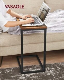 VASAGLE C-Shaped End Table, Small Side Table For Couch, Sofa Table With Metal Frame For Living Room, Bedroom, Bedside, Rustic Brown And Black 12 VASAGLE C-Shaped End Table, Small Side Table For Couch, Sofa Table With Metal Frame For Living Room, Bedroom, Bedside, Rustic Brown And Black -Songmics Furniture Shop 61r0JDrXN2L
