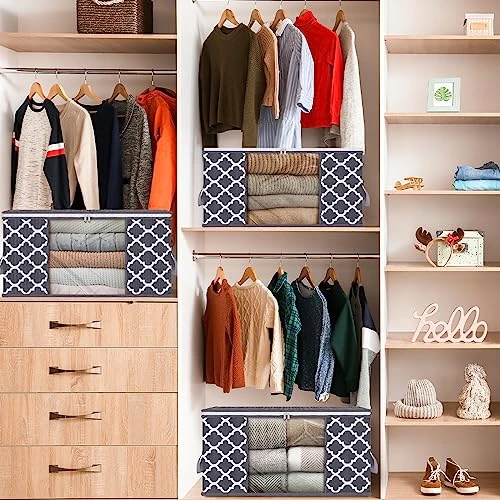 Fixwal Storage Bags 6 Pack 90L Large Capacity Clothes Organization And Storage Containers For Bedding Comforters Bedroom Closet Dorm With Reinforced Handle, Clear Window, Sturdy Zippers, Grey 4 Fixwal Storage Bags 6 Pack 90L Large Capacity Clothes Organization And Storage Containers For Bedding Comforters Bedroom Closet Dorm With Reinforced Handle, Clear Window, Sturdy Zippers, Grey - Image 4