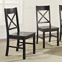 Walker Edison Modern Farmhouse Wood X-Back Armless Dining Chairs Kitchen, Set Of 2, Black -Songmics Furniture Shop 61sNa9s4DJL