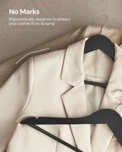 SONGMICS Wooden Hangers, 20-Pack Wood Coat Hangers With Shoulder Notches, Swivel Hook, Non-Slip For Jackets, Shirts, Suits, Black And Silver UCRW02B-20 -Songmics Furniture Shop 61ufOZgCZWL