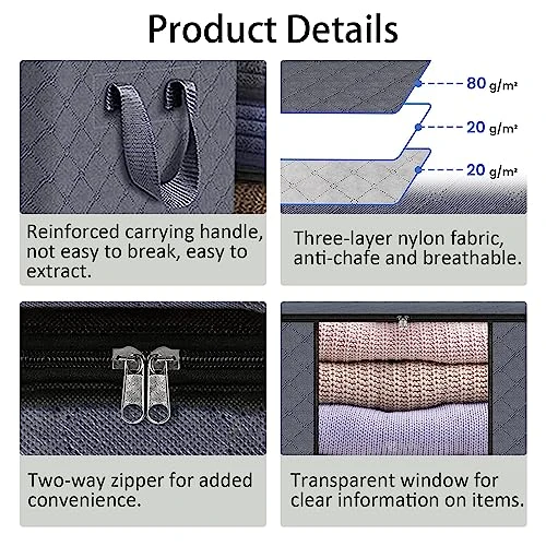 6 Pcs Clothes Storage Bags-Large Capacity Closet Organizers And Storage, Clothes Storage Bins With Reinforced Handles,Foldable Organizers Storage Containers For Clothing,Blanket, Comforters,Bedding 3 6 Pcs Clothes Storage Bags-Large Capacity Closet Organizers And Storage, Clothes Storage Bins With Reinforced Handles,Foldable Organizers Storage Containers For Clothing,Blanket, Comforters,Bedding - Image 3