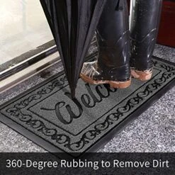 Yimobra Welcome Front Door Mat, Heavy Duty Easy Clean Doormat Indoor Outdoor, Waterproof Quick Dry Floor Mat For Home, Garage, Hign Traffic Areas, Non Slip, Low Profile, 29.5X17 Inches, Black Gray -Songmics Furniture Shop 61veDos5j4L