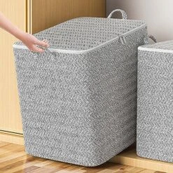 Xecvkr Storage Bins With Lids Closet Organizers And Storage Box Youfen Non-woven Zipper Storage Bag Moving Quilt Storage Basket Travel Large-capacity Clothing Storage Bag (Gray-S-13.77x9.84x7.87in) -Songmics Furniture Shop 61wk7GjsyNL