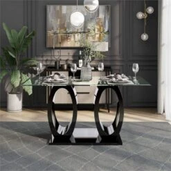 Furniture Of America Glass Top Rectangle Dining Table In Black -Songmics Furniture Shop 61wxaxYwn8L