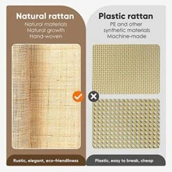 XIAO WEI Sideboard With Handmade Natural Rattan Doors, Rattan Cabinet Console Table Storage Cabinet Buffet Cabinet, For Kitchen, Living Room, Hallway, Entryway, Black -Songmics Furniture Shop 61xqtJyy26L