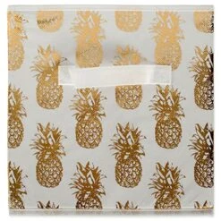 DII Non Woven Polyester Storage Bin, Metallic Pineapple, White & Gold, Small Set Of 4 -Songmics Furniture Shop 61yQbPk7x0L