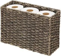 MDesign Rustic Farmhouse Woven Seagrass Toilet Paper Holder Basket - Large Storage Organizer Tank Topper For Bathroom Counter Or Top Of Toilet - Holds 6 Rolls Of Toilet Paper - Black Wash -Songmics Furniture Shop 61yhZcDzvPL. AC