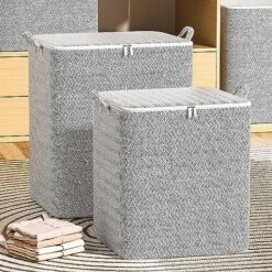 Xecvkr Storage Bins With Lids Closet Organizers And Storage Box Youfen Non-woven Zipper Storage Bag Moving Quilt Storage Basket Travel Large-capacity Clothing Storage Bag (Gray-S-13.77x9.84x7.87in) -Songmics Furniture Shop 61yrQJjPHpL