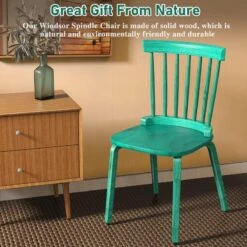 VITCOCO Dining Chairs Set Of 2, Wood Modern Dining Room Chairs Slat Back Kitchen Room Chair Windsor Chairs, Green -Songmics Furniture Shop 61zSRRjVpwL
