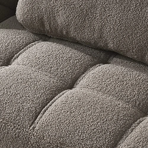 GENERIC Convertible Sofa Bed Single Chair Futon With Gold Metal Legs Teddy Fabric (Taupe) 4 GENERIC Convertible Sofa Bed Single Chair Futon With Gold Metal Legs Teddy Fabric (Taupe) - Image 4